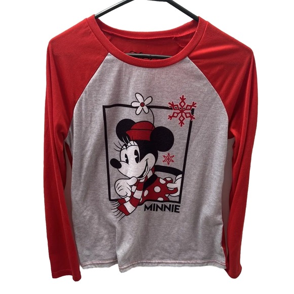 Disneys Pajama Set Minnie Mouse Womens Small Top & Pants Christmas Red Mickey - Picture 2 of 6